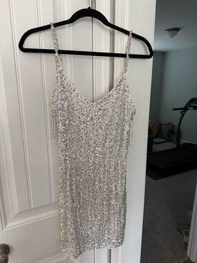Show Me Your Mumu White Sequin Fringe Dress